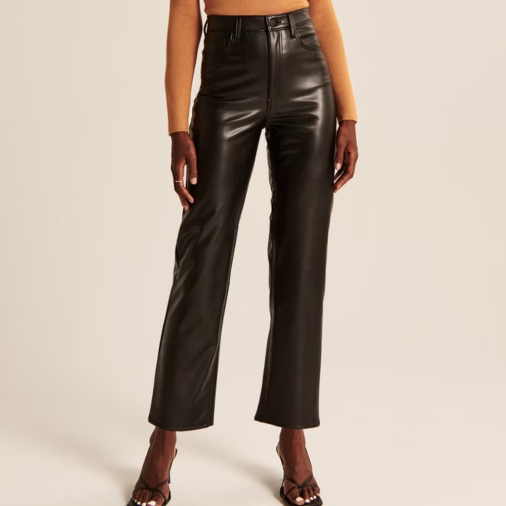 A&F Vegan Leather Ankle Straight Pants